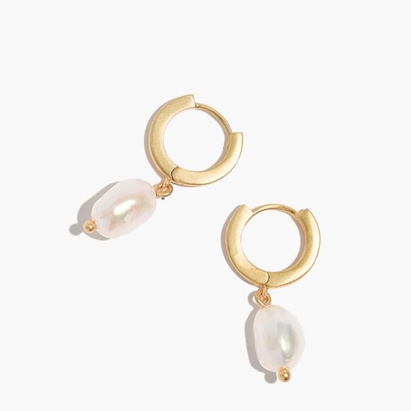 New- Set of 2 Madewell Earrings - Drop Mini Hoop Earrings, Bead Chain Earrings - Picture 2 of 8